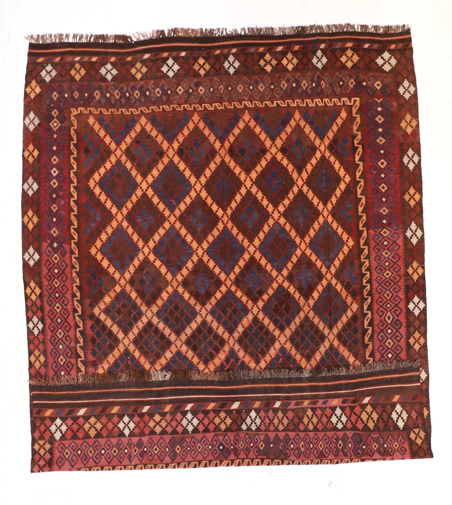 10x13 - Kilim Wool Geometric Rectangle - Hand Knotted Rug