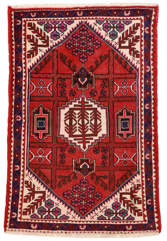 3x5 - Hamadan Fine/Wool Geometric Rectangle - Hand Knotted Rug