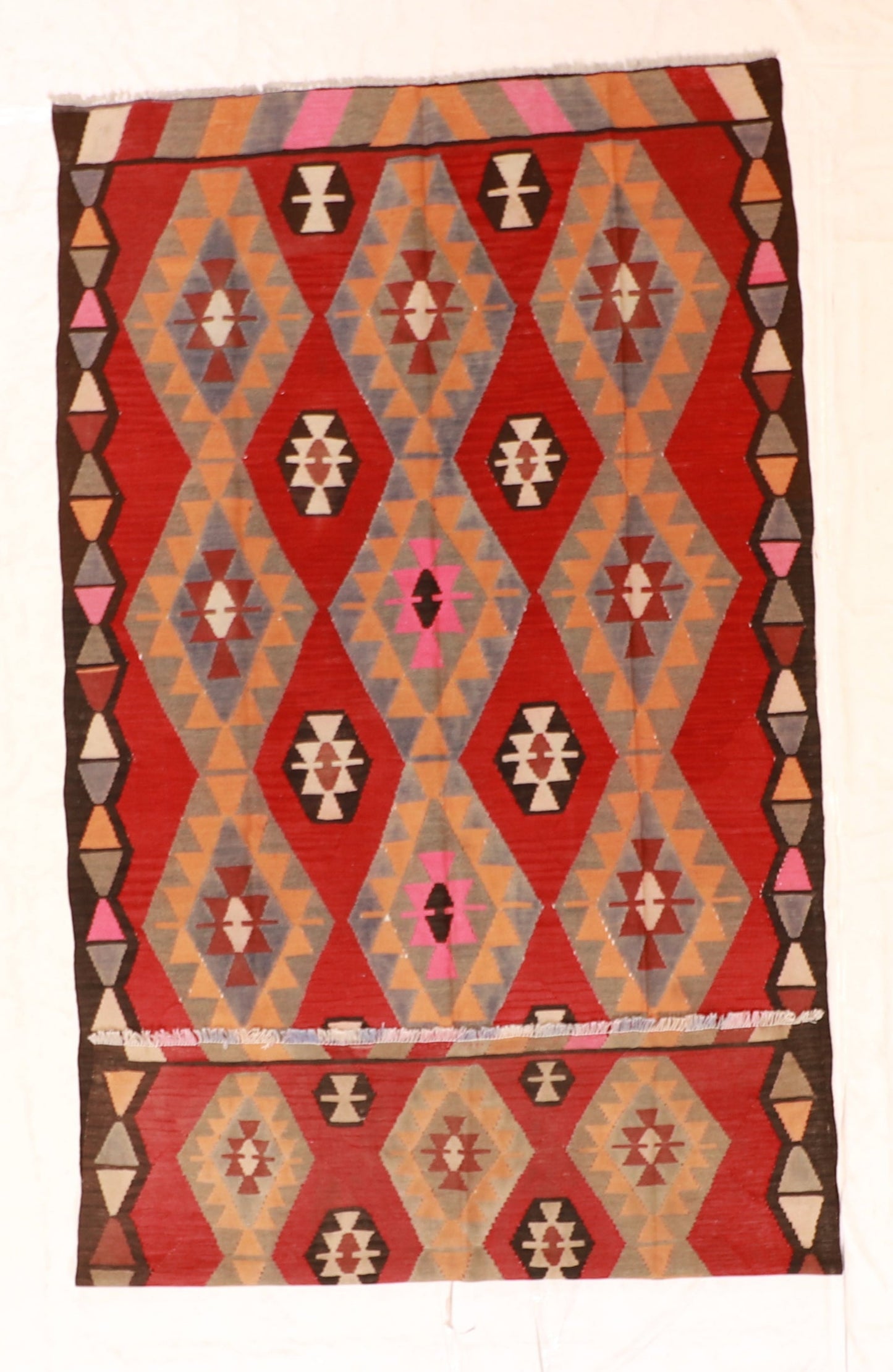 7x10 - Gashgai Fine Wool Geometric Rectangle - Hand Knotted Rug