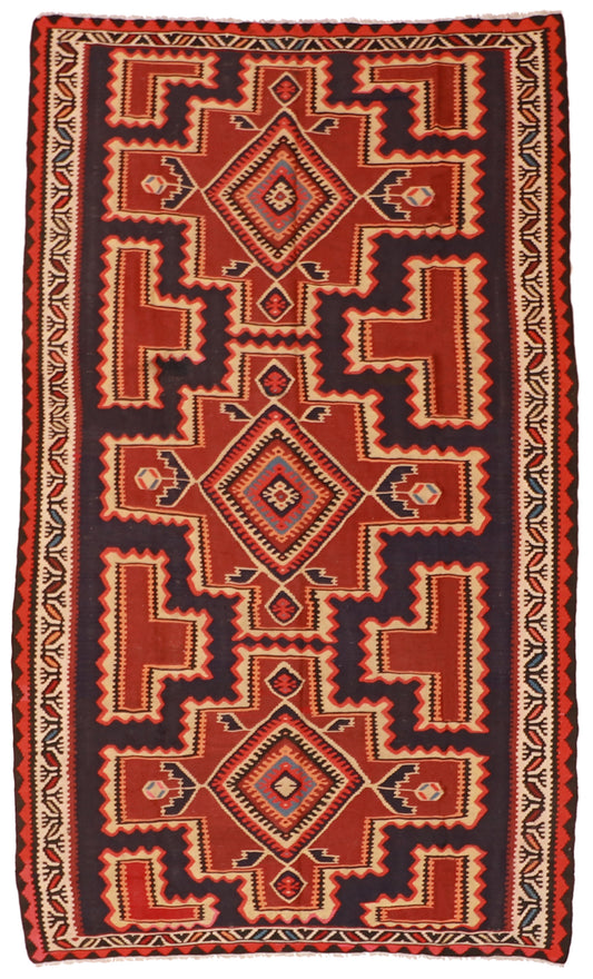 7x10 - Kilim Fine/Wool Geometric Rectangle - Hand Knotted Rug