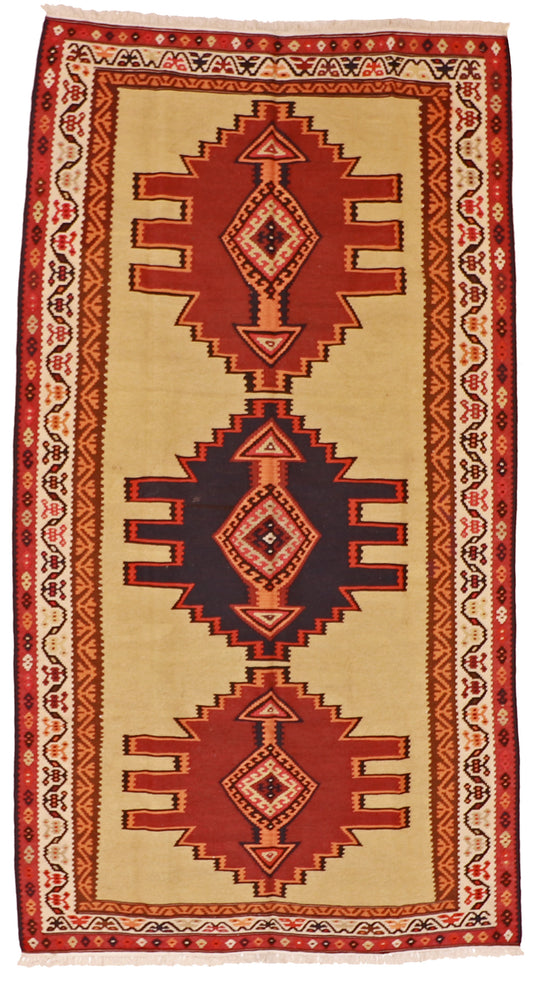 7x10 - Gashgai Fine Wool Geometric Rectangle - Hand Knotted Rug