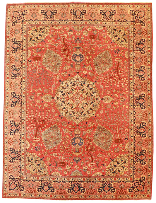 9x12 - Tabriz Wool/S.Antique Floral Rectangle - Hand Knotted Rug