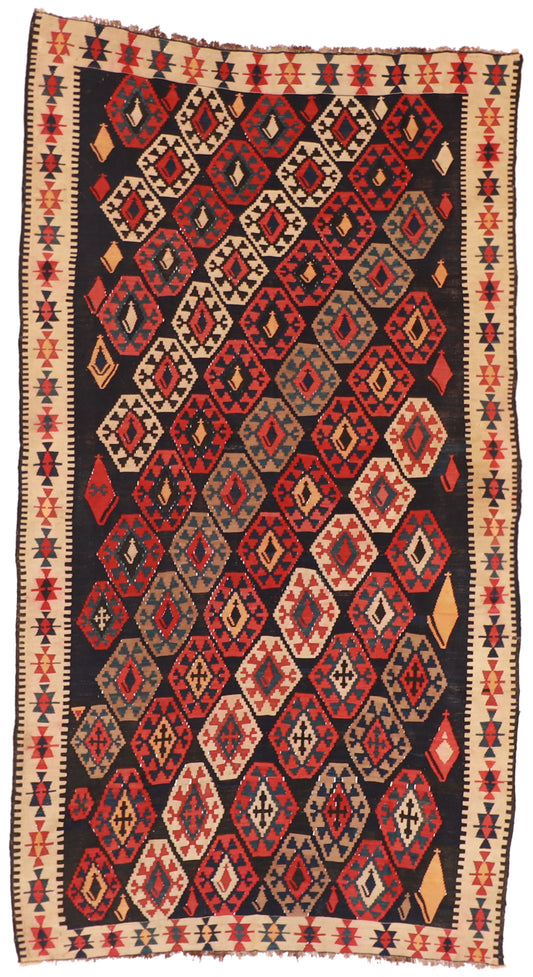 7x10 - Gegen Wool Geometric Rectangle - Hand Knotted Rug