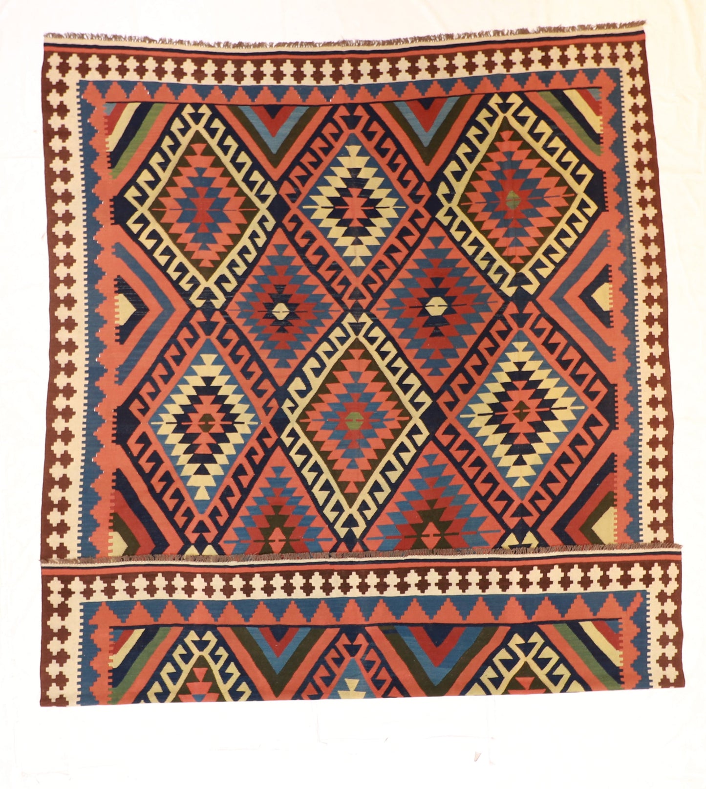 10x13 - Kilim Wool Geometric Rectangle - Hand Knotted Rug