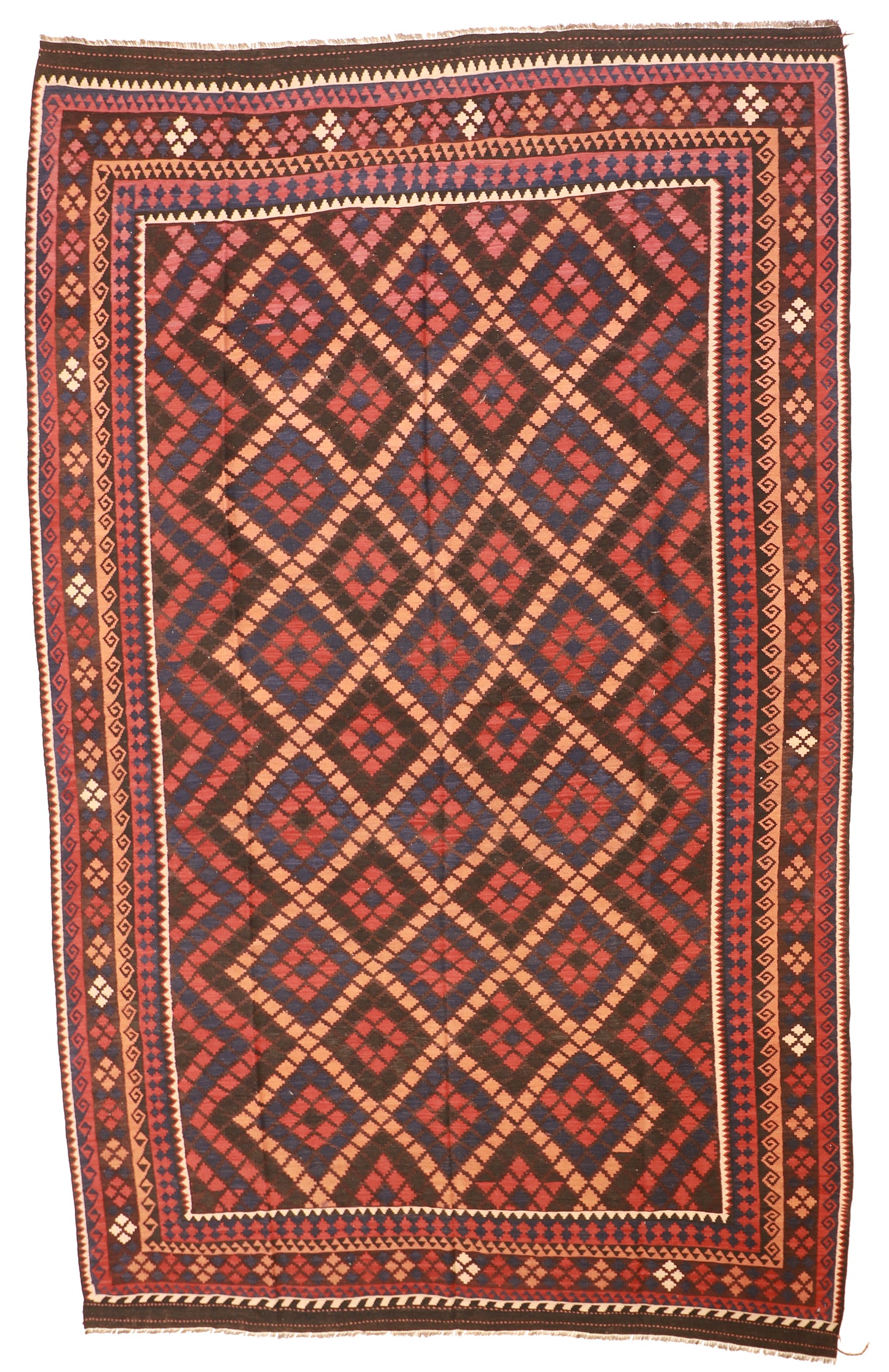 10x13 - Kilim Wool Geometric Rectangle - Hand Knotted Rug