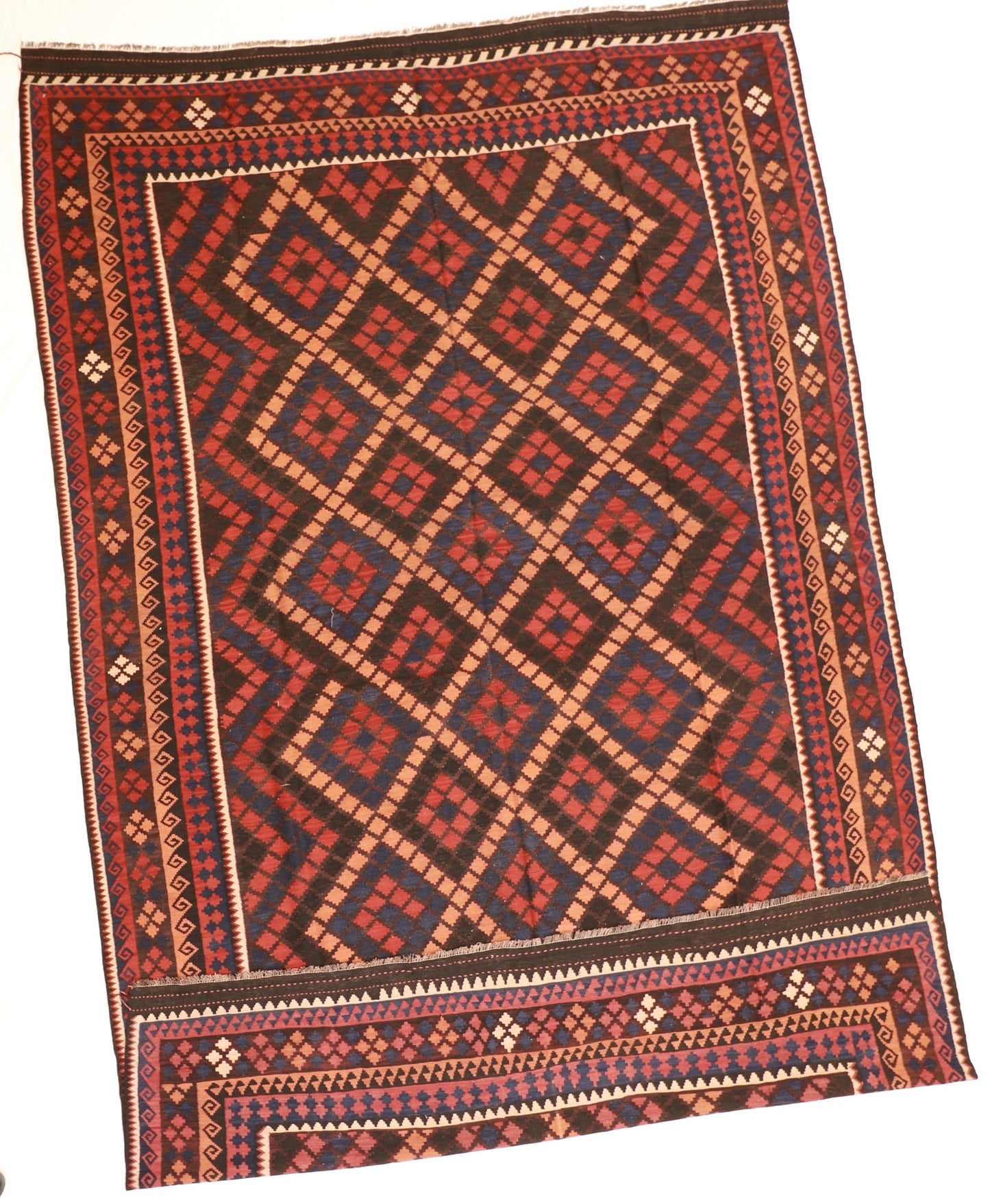 10x13 - Kilim Wool Geometric Rectangle - Hand Knotted Rug