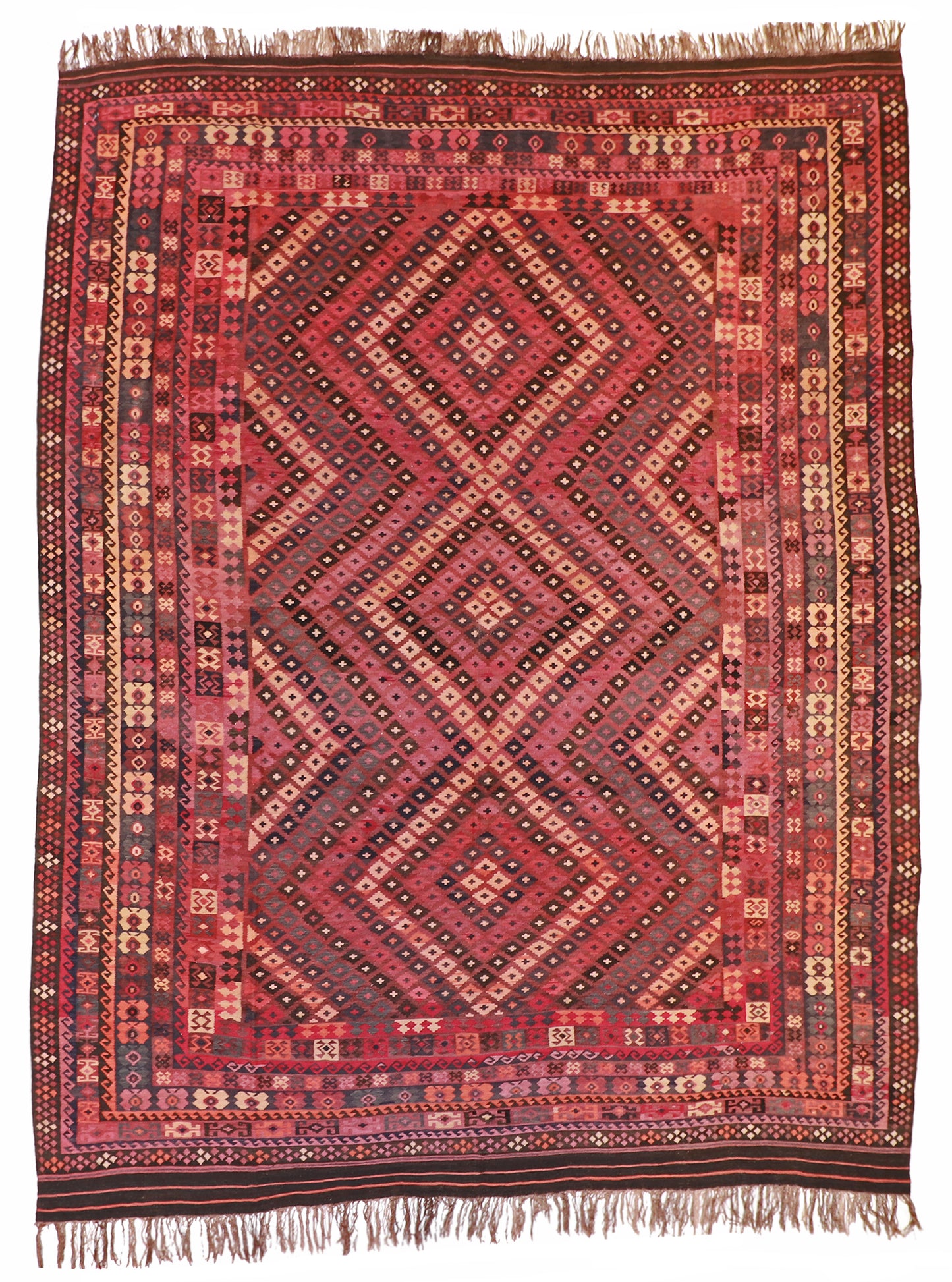 10x13 - Kilim Wool Geometric Rectangle - Hand Knotted Rug