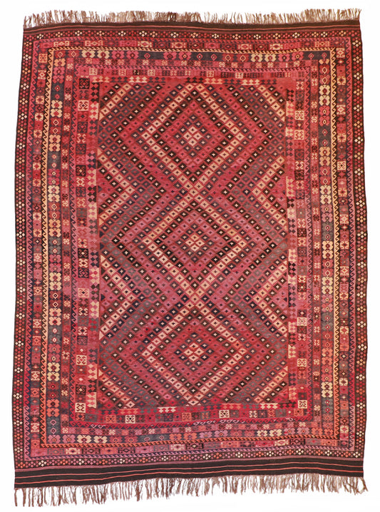 10x13 - Kilim Wool Geometric Rectangle - Hand Knotted Rug