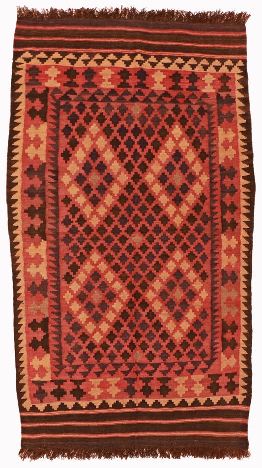 4x6 - Kilim Wool Geometric Rectangle - Hand Knotted Rug