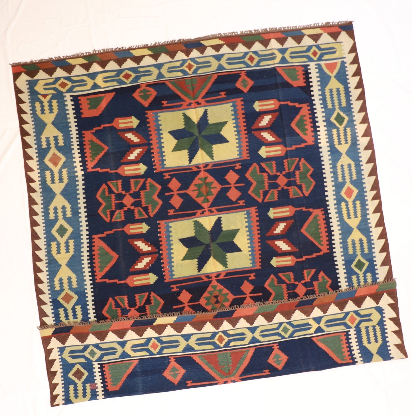 8x10 - Kilim Wool Geometric Rectangle - Hand Knotted Rug