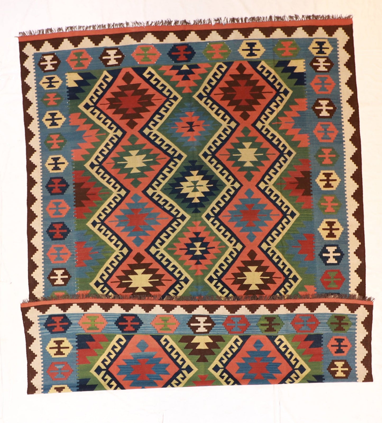 9x12 - Kilim Fine/Wool Geometric Rectangle - Hand Knotted Rug