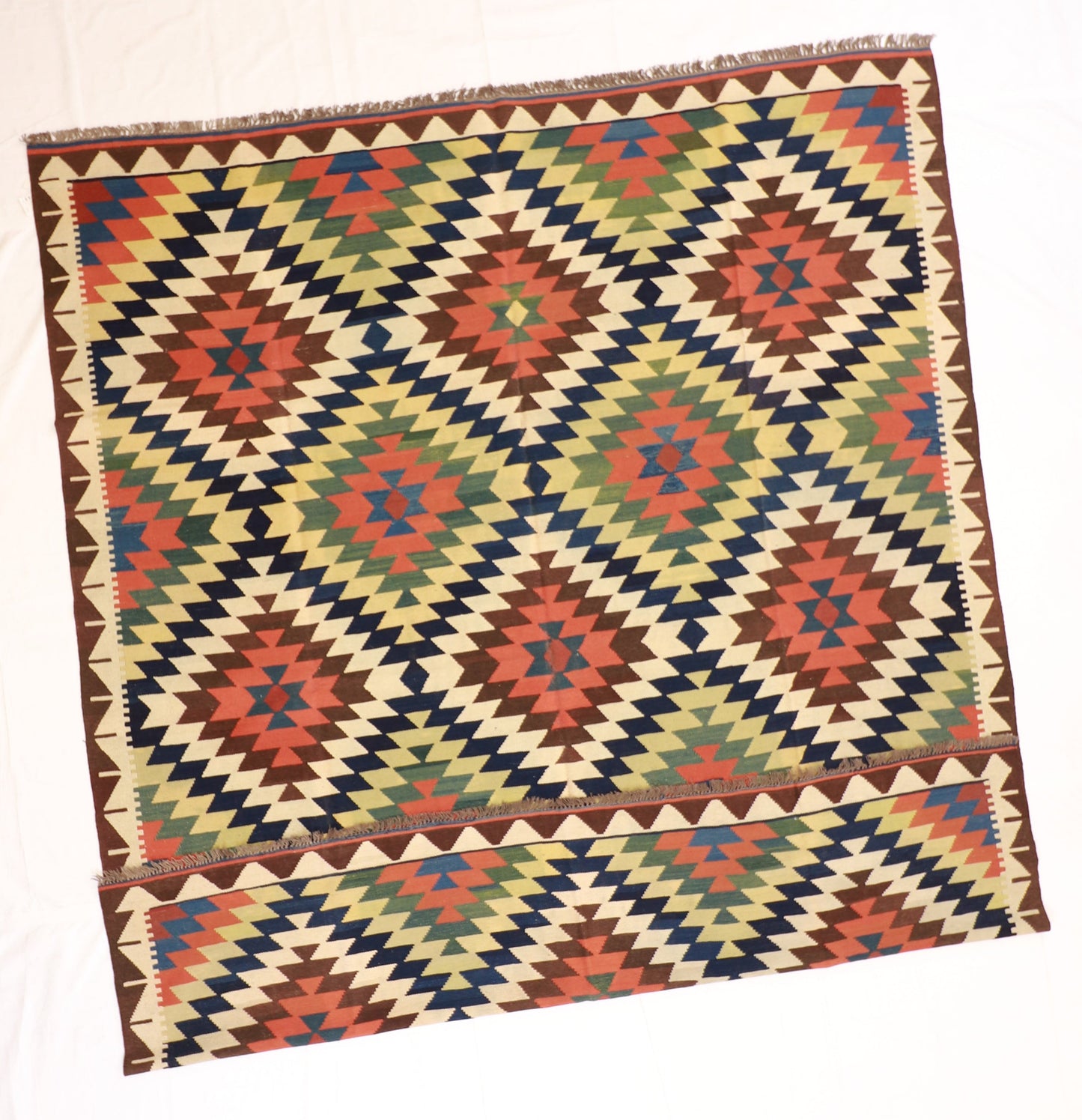 8x10 - Kilim Wool Geometric Rectangle - Hand Knotted Rug