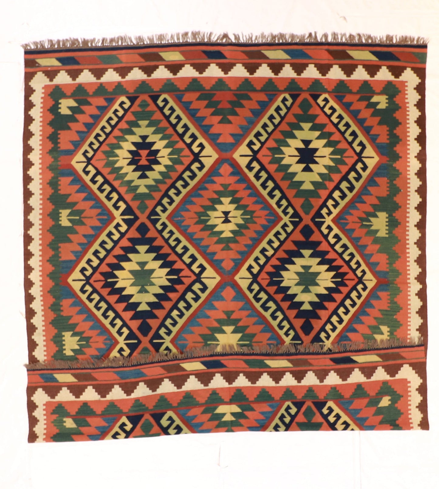 8x10 - Kilim Wool Geometric Rectangle - Hand Knotted Rug