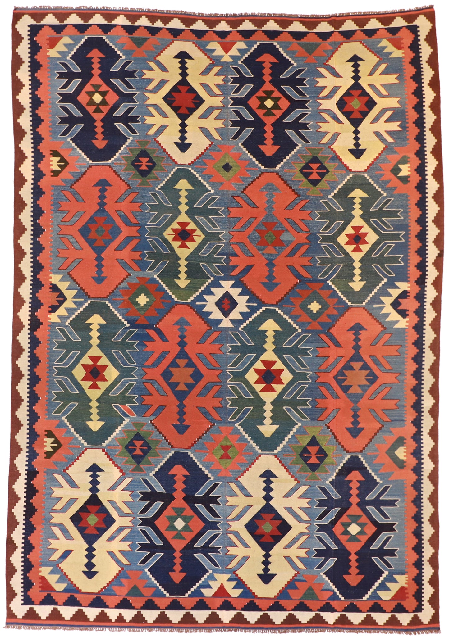 10x14 - Kilim Wool Geometric Rectangle - Hand Knotted Rug