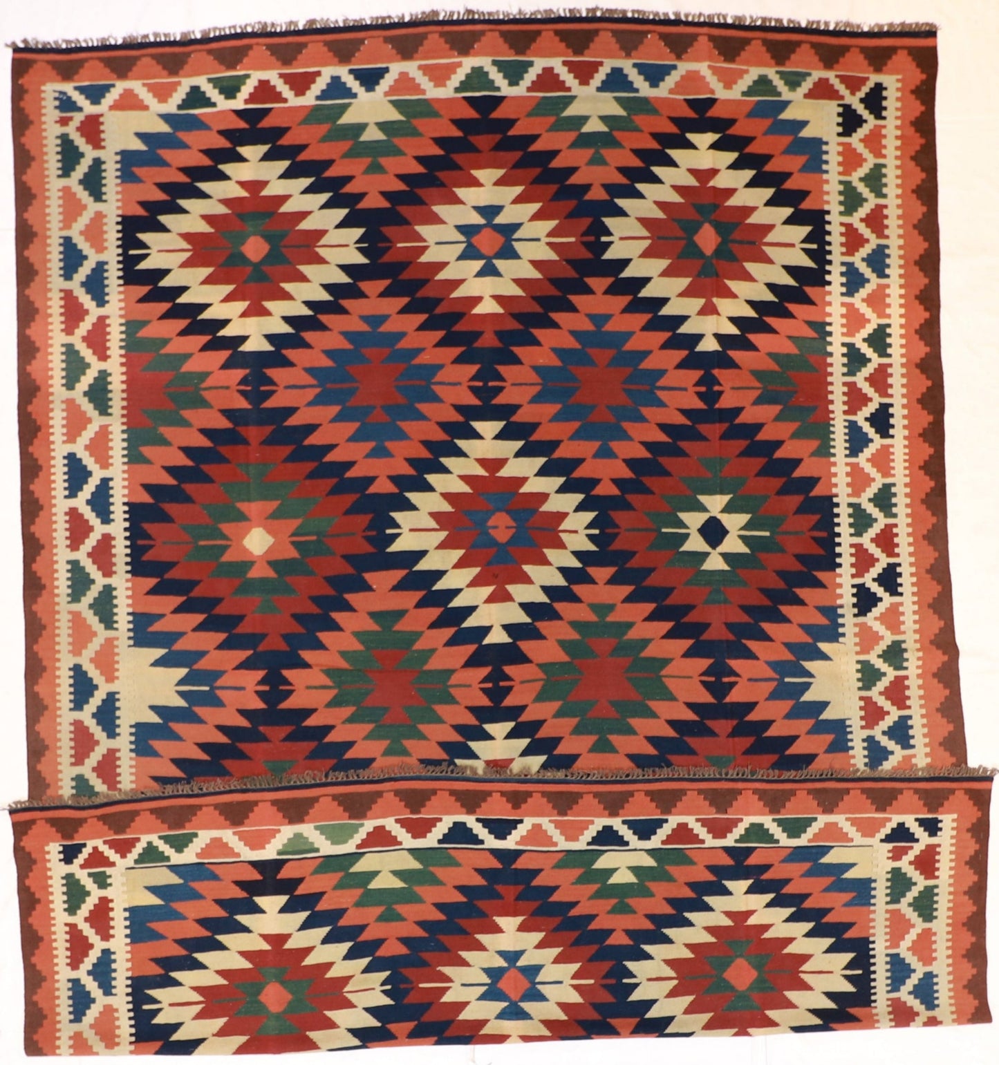 10x13 - Kilim Wool Geometric Rectangle - Hand Knotted Rug