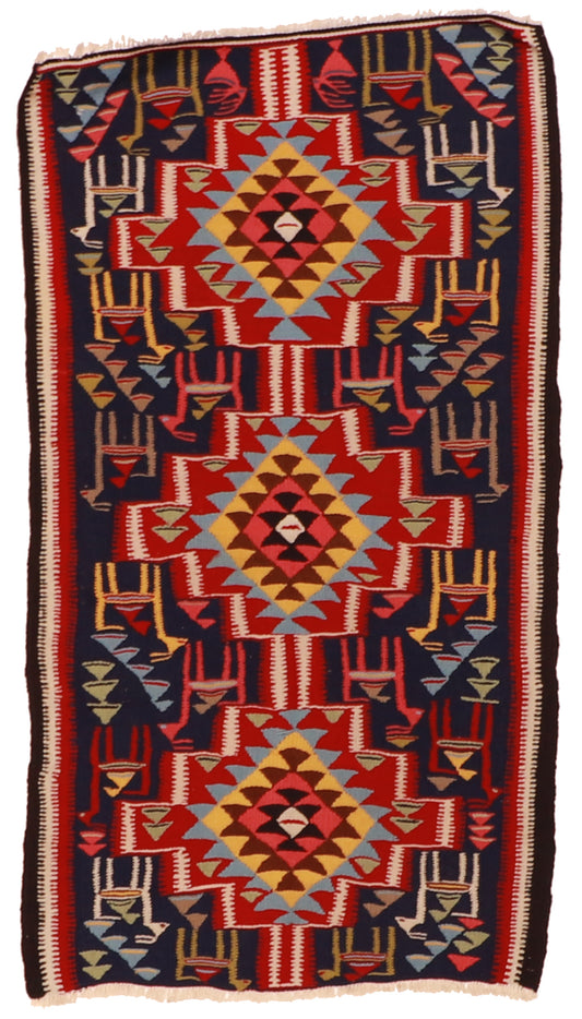 Runner - Kilim Fine/Wool Geometric Rectangle - Hand Knotted Rug