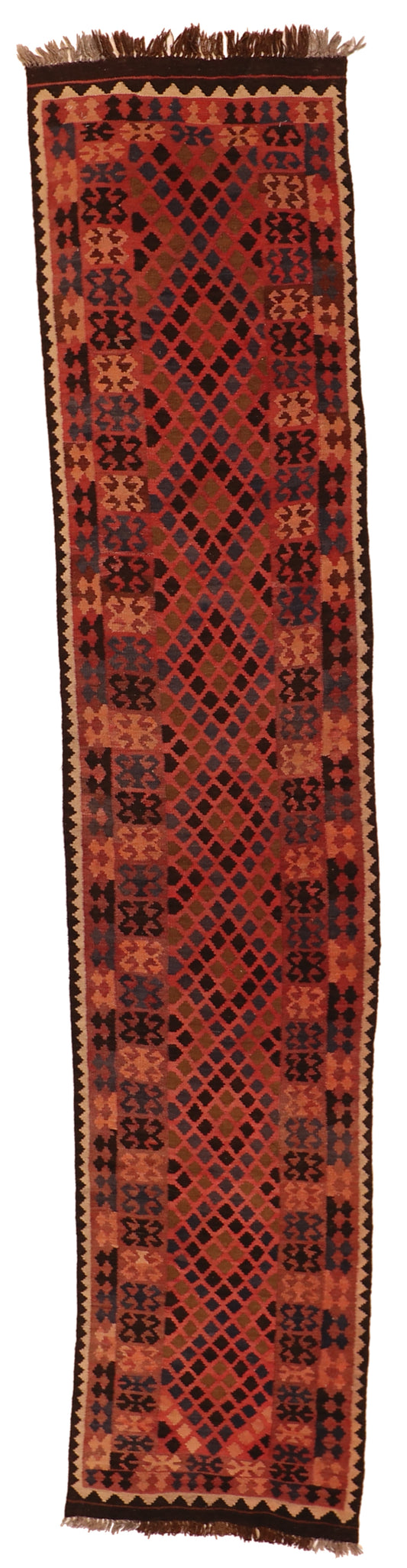 Runner - Kilim Wool Geometric Rectangle - Hand Knotted Rug