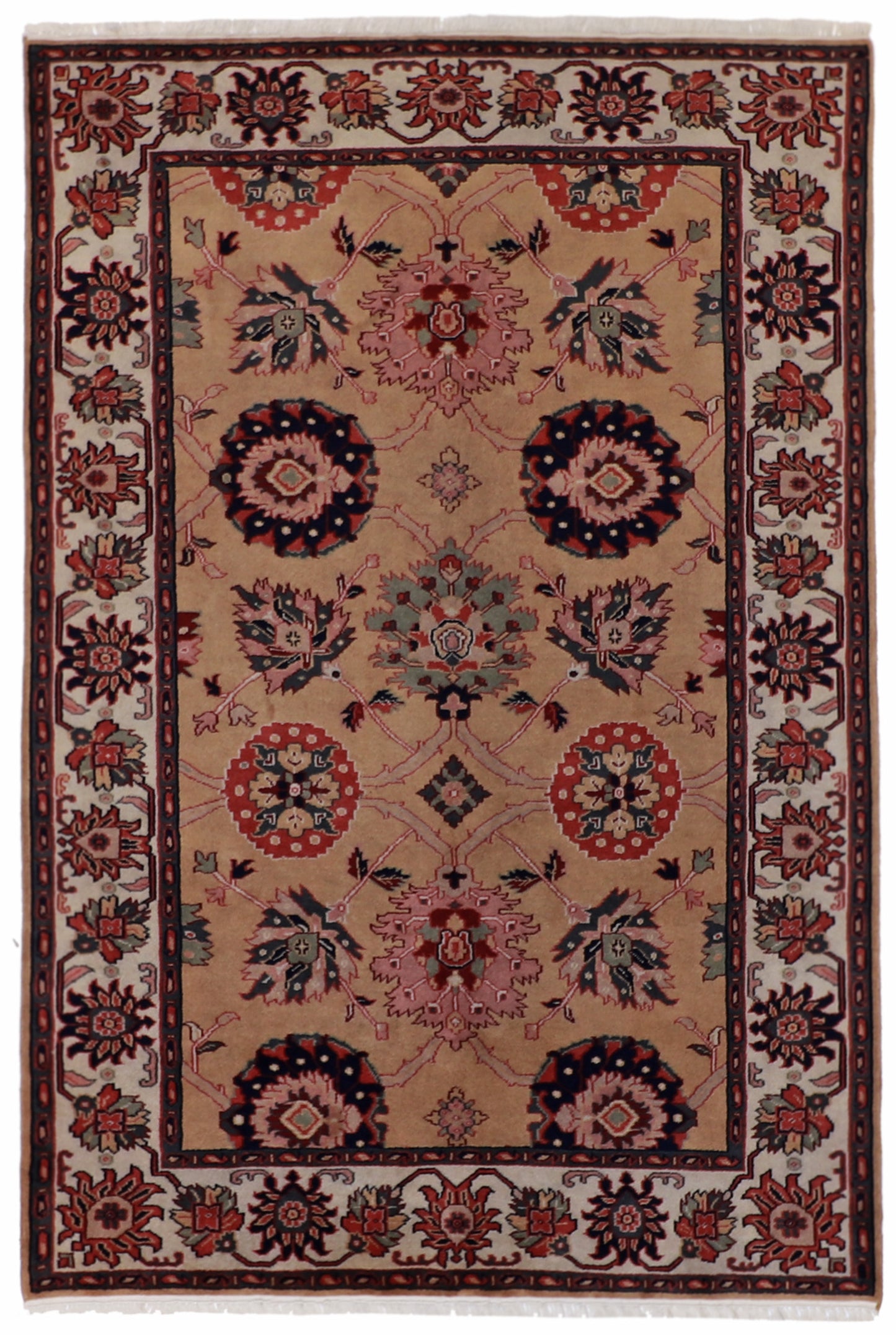 6x9 - Mashad Fine/Wool Floral Rectangle - Hand Knotted Rug