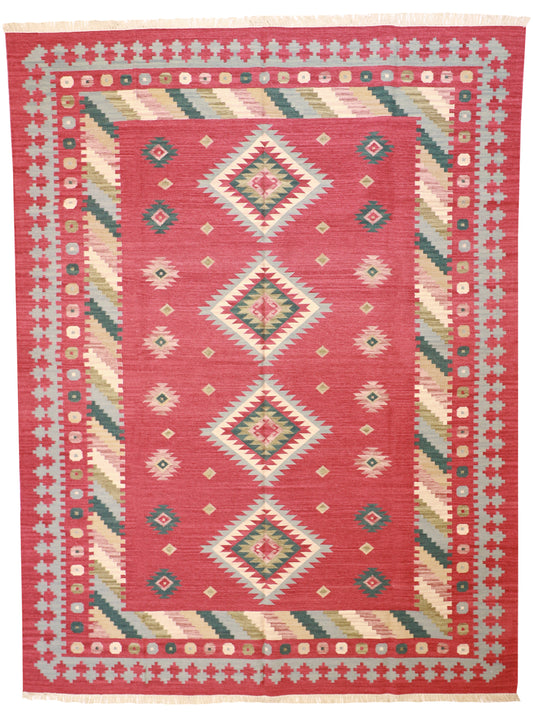 9x12 - Kilim Wool All Over Rectangle - Hand Knotted Rug