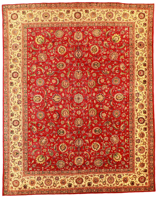 10x13 - Tabriz S. Antique All Over Rectangle - Hand Knotted Rug