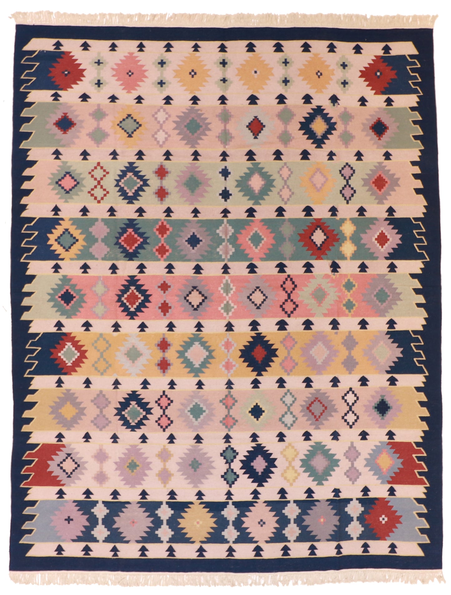 8x10 - Kilim Fine/Wool Geometric Rectangle - Hand Knotted Rug