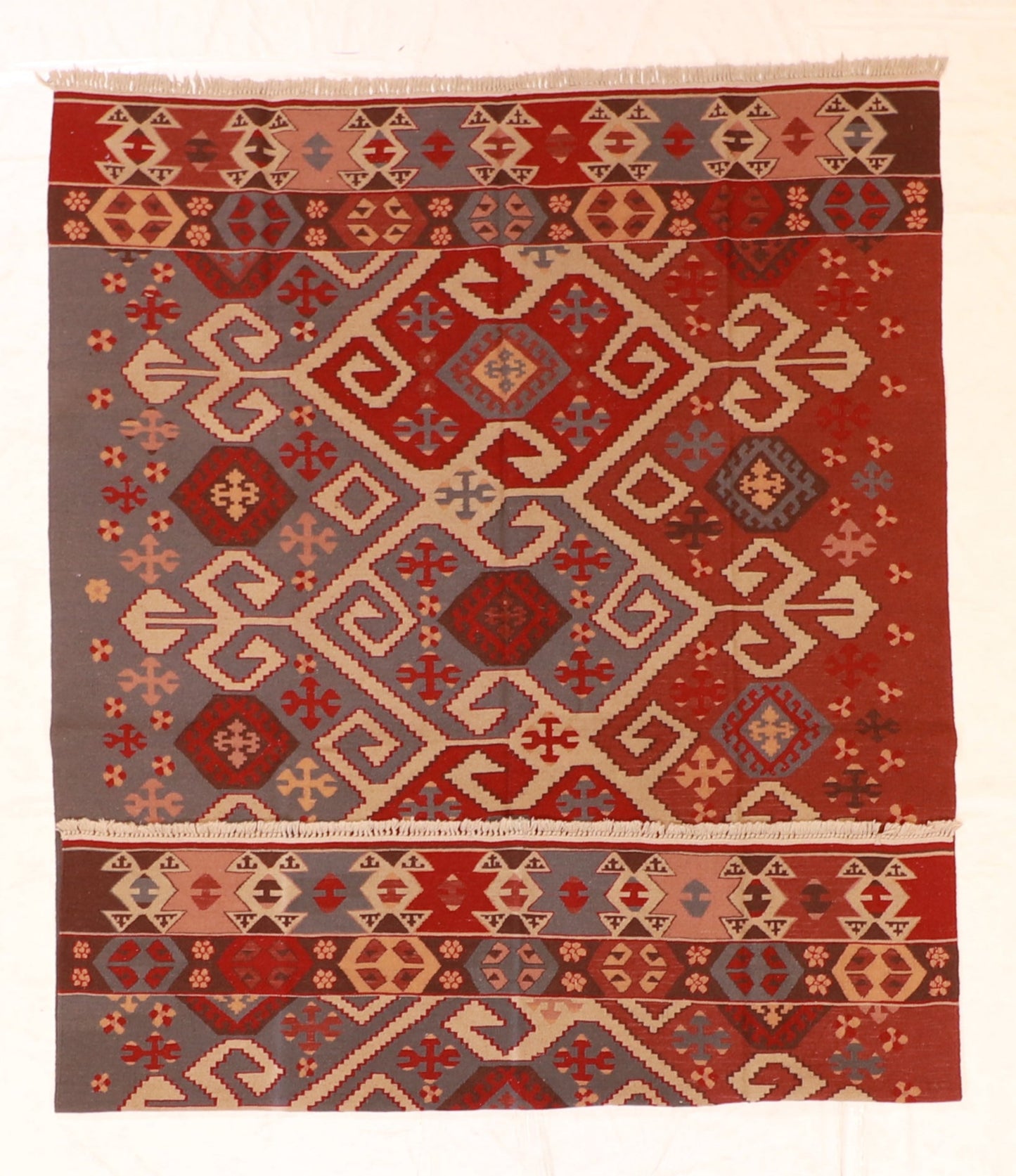 6x9 - Kilim Wool Geometric Rectangle - Hand Knotted Rug