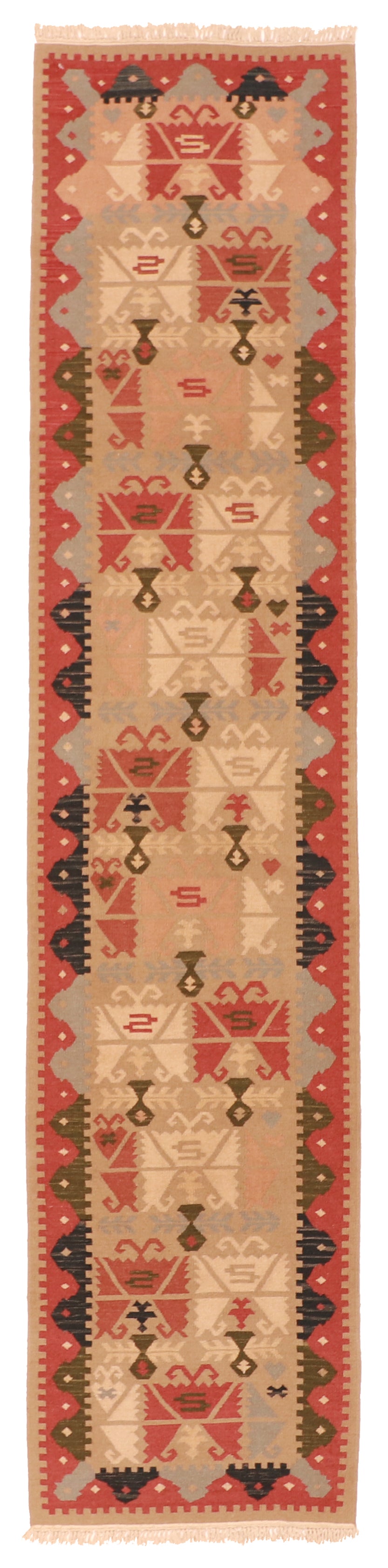 Runner - Kilim Wool Geometric Rectangle - Hand Knotted Rug