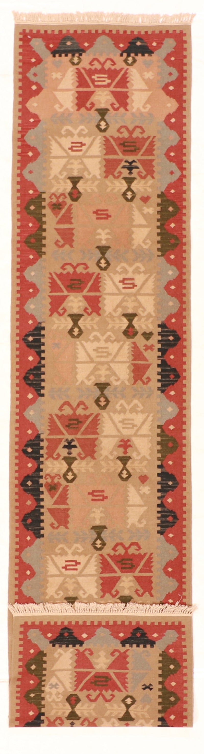 Runner - Kilim Wool Geometric Rectangle - Hand Knotted Rug