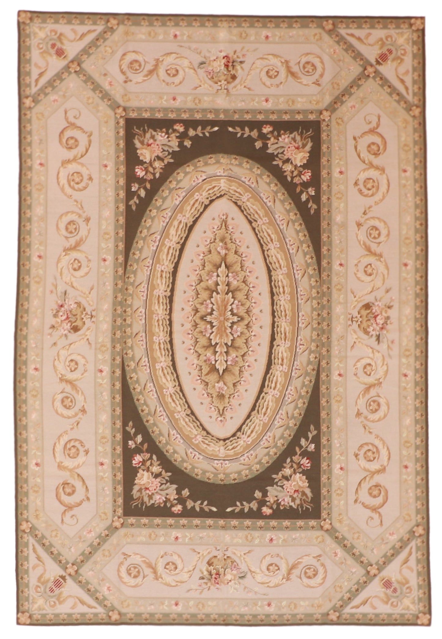 6x9 - Needle Point Wool Floral Rectangle - Hand Knotted Rug