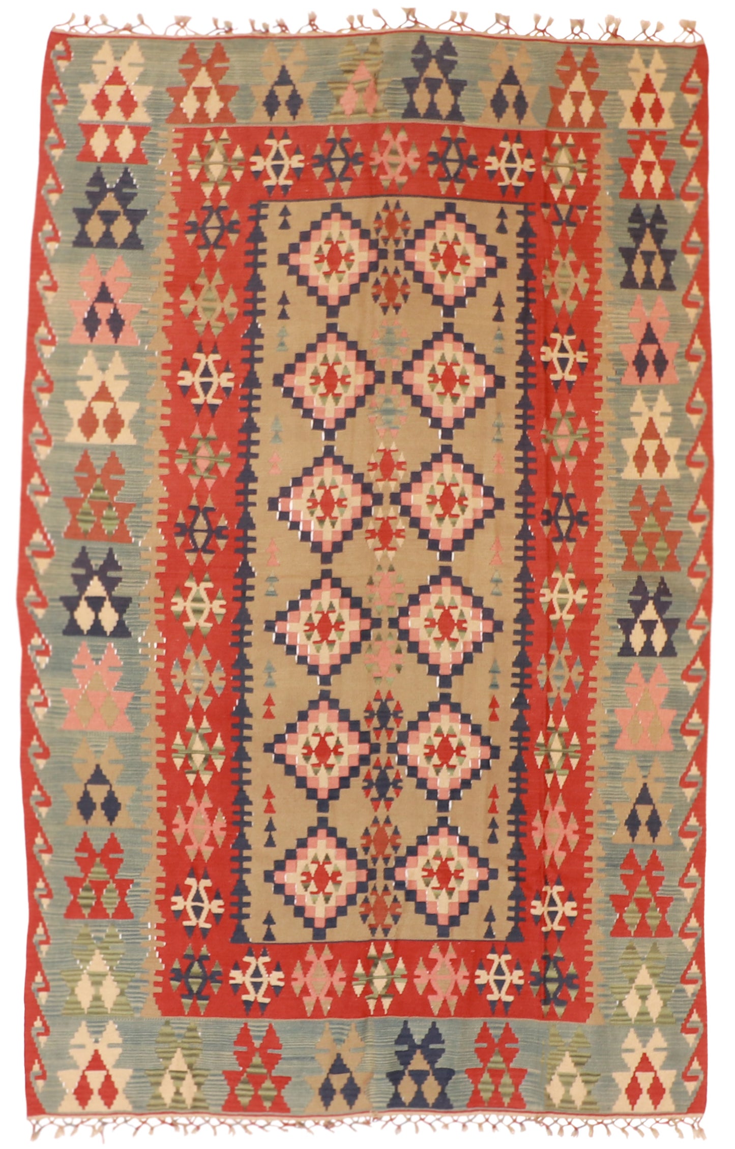 7x10 - Kilim Fine/Wool All Over Rectangle - Hand Knotted Rug