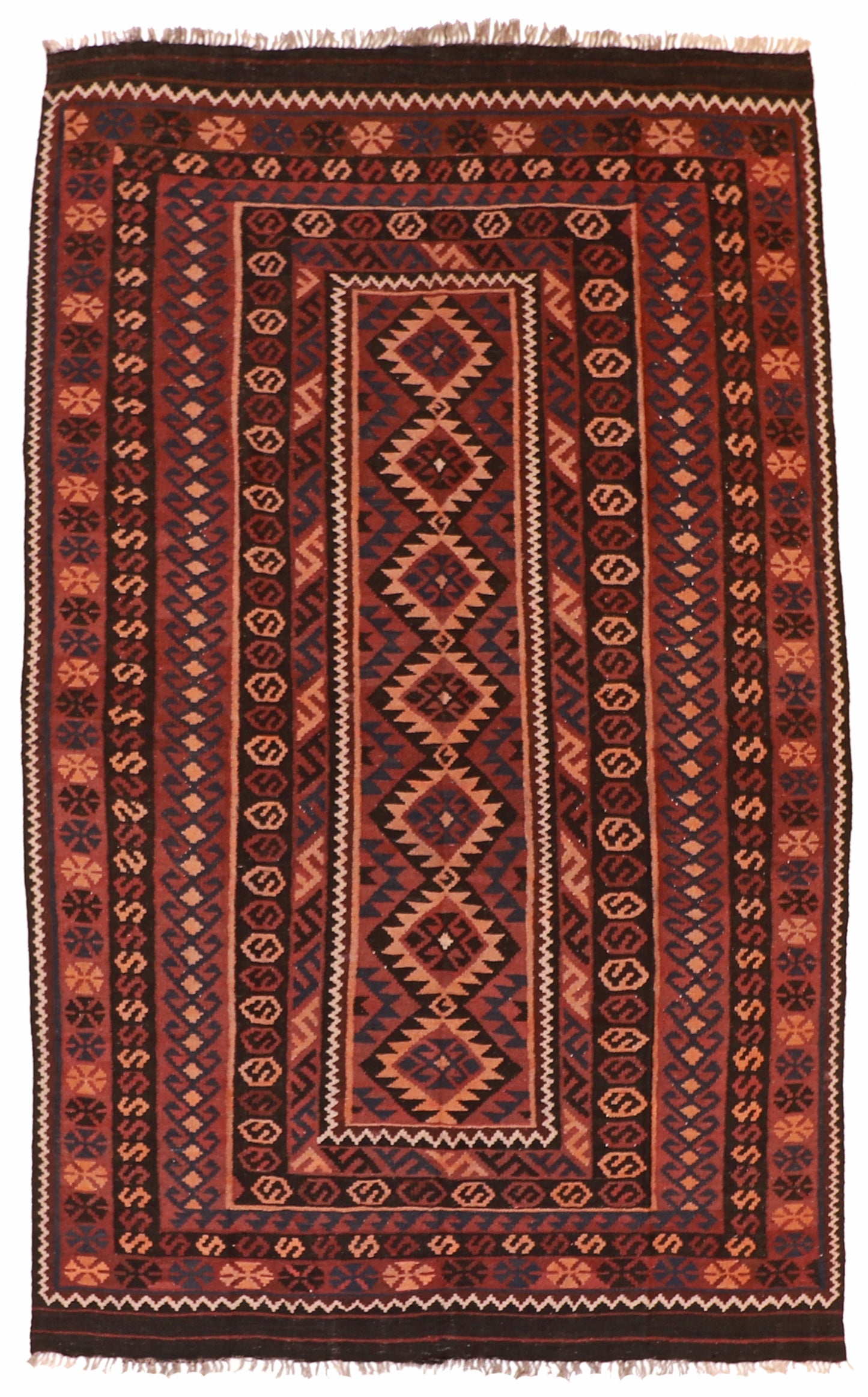 7x10 - Kilim Wool Geometric Rectangle - Hand Knotted Rug