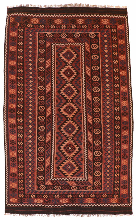 7x10 - Kilim Wool Geometric Rectangle - Hand Knotted Rug