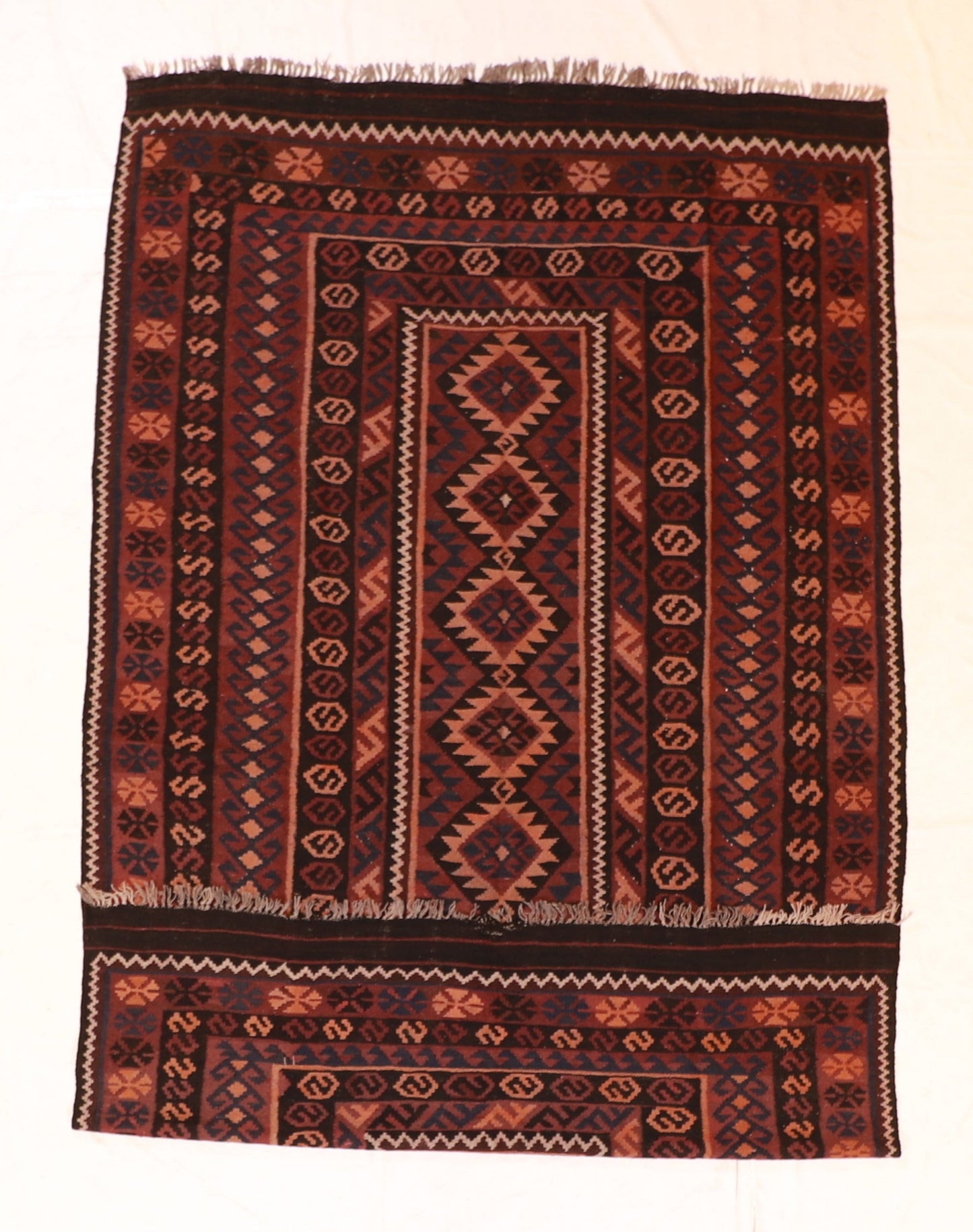 7x10 - Kilim Wool Geometric Rectangle - Hand Knotted Rug