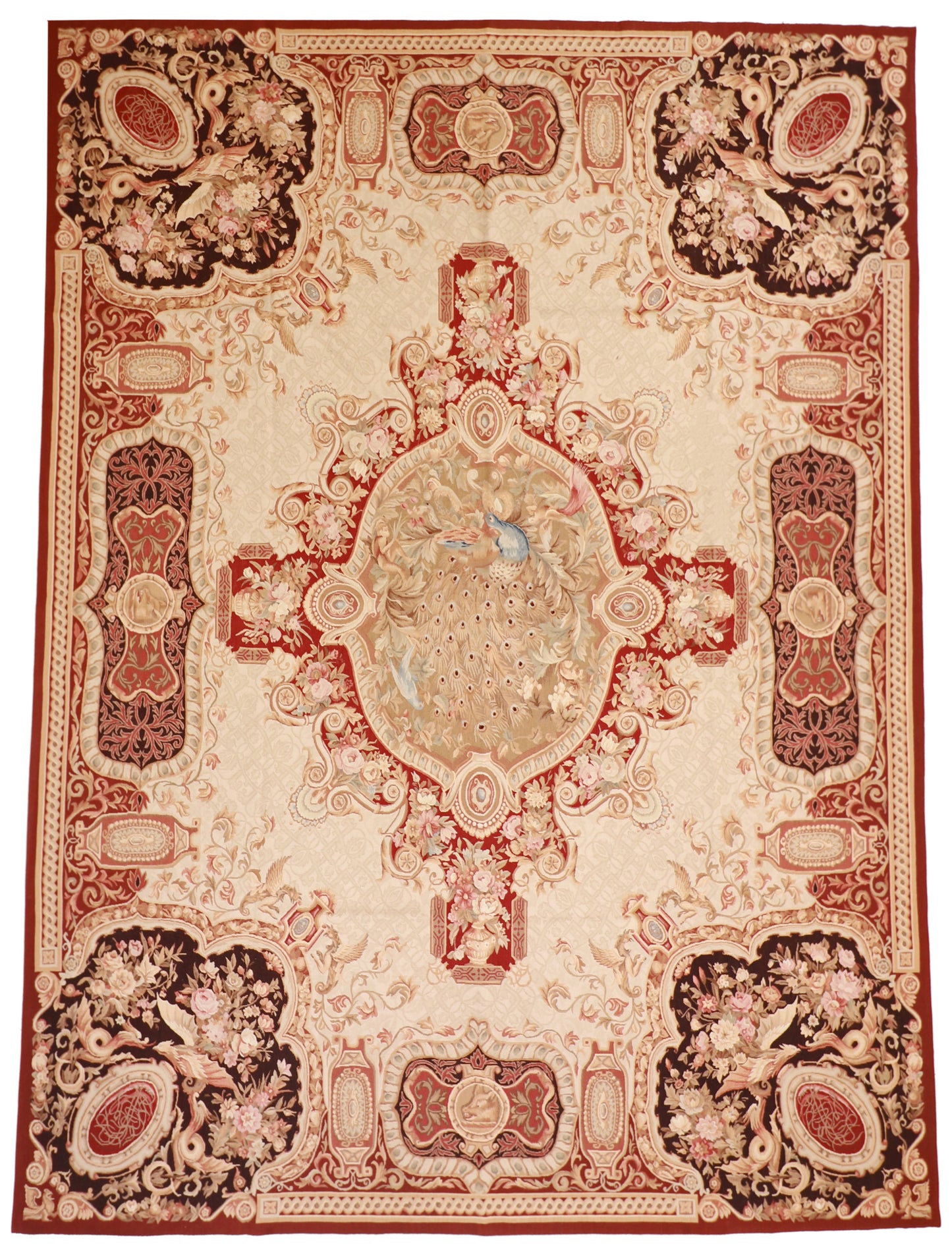 9x12 - Aubusson Wool All Over Rectangle - Hand Knotted Rug