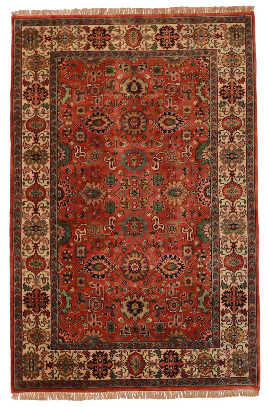 6x9 - Mahal Fine/Wool All Over Square - Hand Knotted Rug