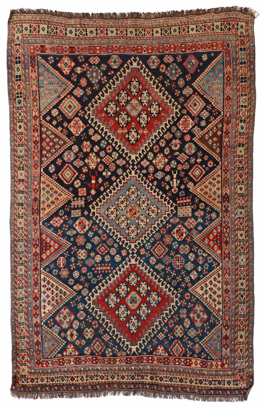 5x7 - Gashgai Antique/Wool Geometric Rectangle - Hand Knotted Rug