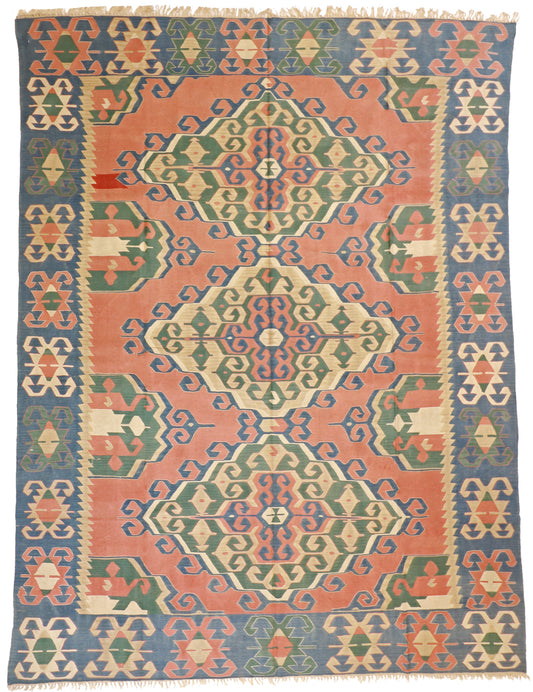 9x12 - Kilim Wool Al Over Rectangle - Hand Knotted Rug