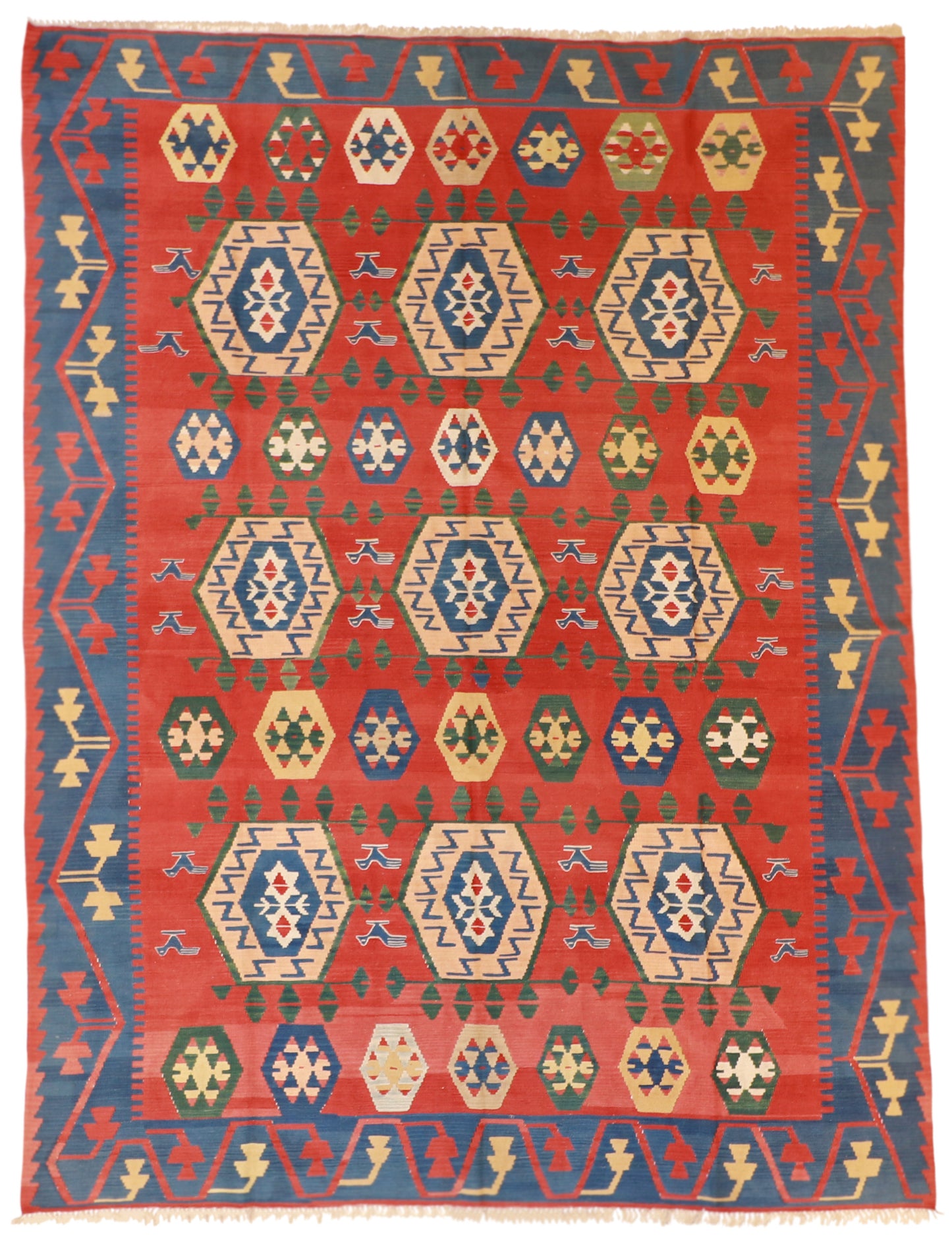 9x12 - Kilim Fine/Wool Geometric Rectangle - Hand Knotted Rug