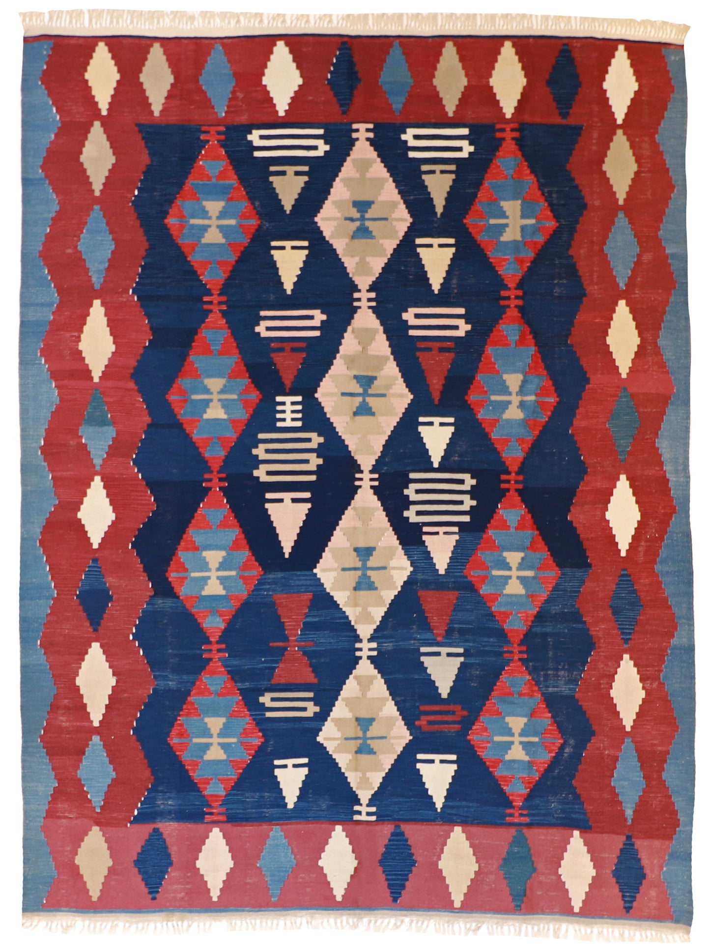 9x12 - Kilim Wool Geometric Rectangle - Hand Knotted Rug