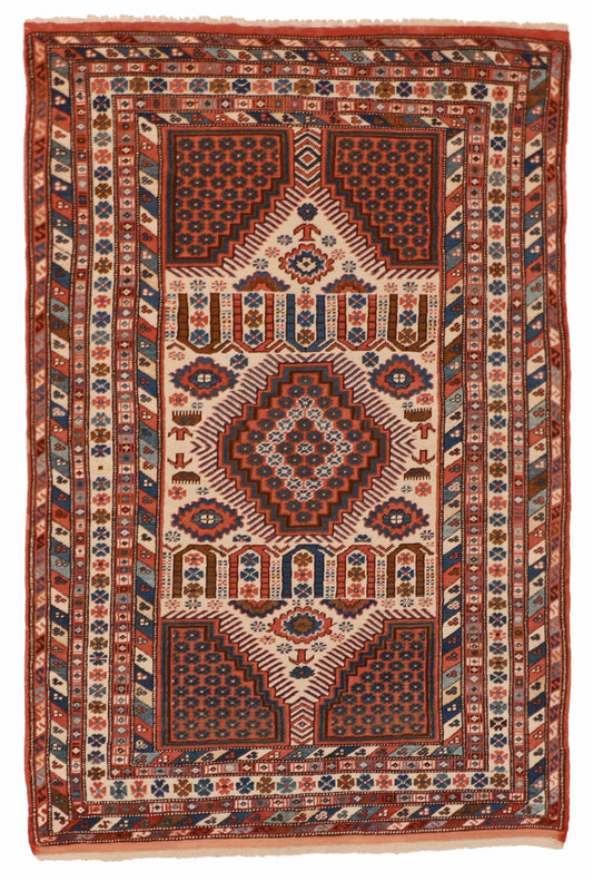 5x7 - Kazak Fine Geometric Rectangle - Hand Knotted Rug