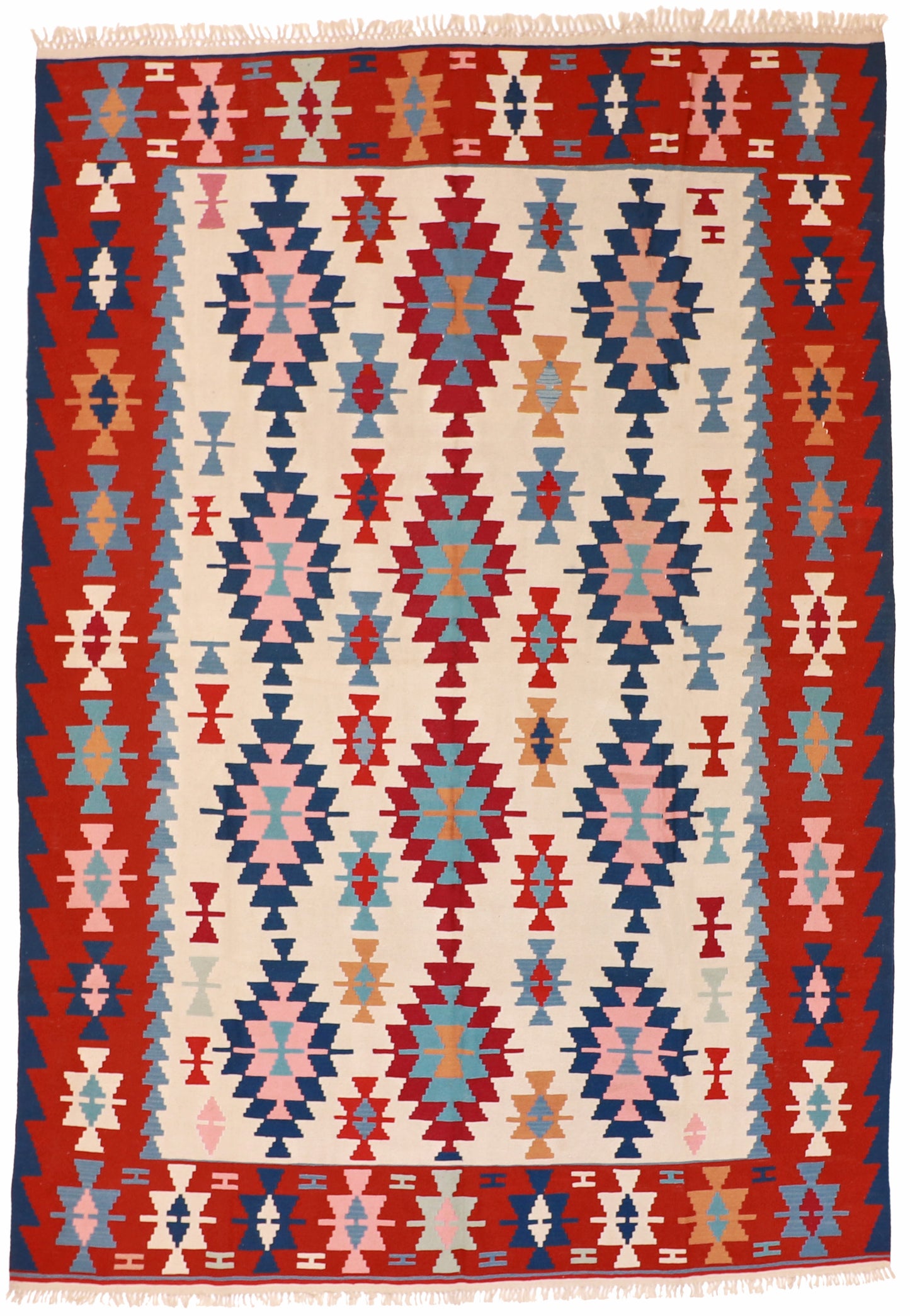 9x12 - Kilim Fine/Wool Geometric Rectangle - Hand Knotted Rug