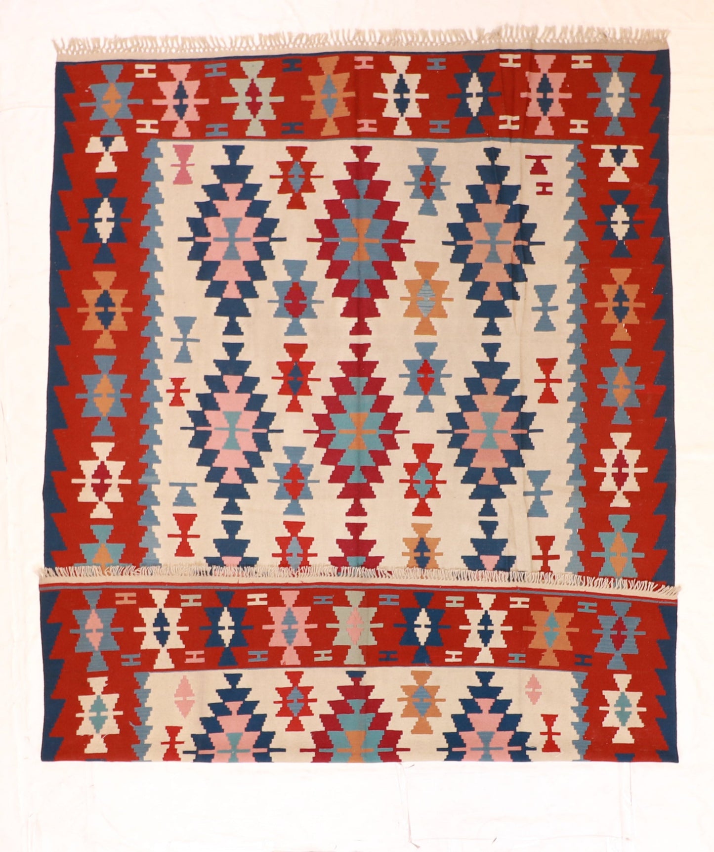 9x12 - Kilim Fine/Wool Geometric Rectangle - Hand Knotted Rug