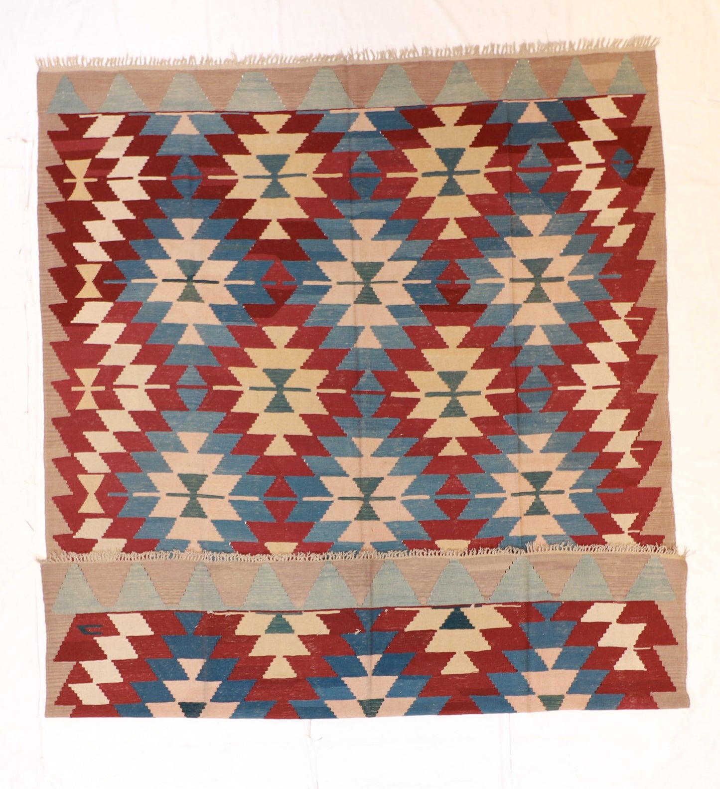 9x12 - Kilim Fine/Wool Geometric Rectangle - Hand Knotted Rug