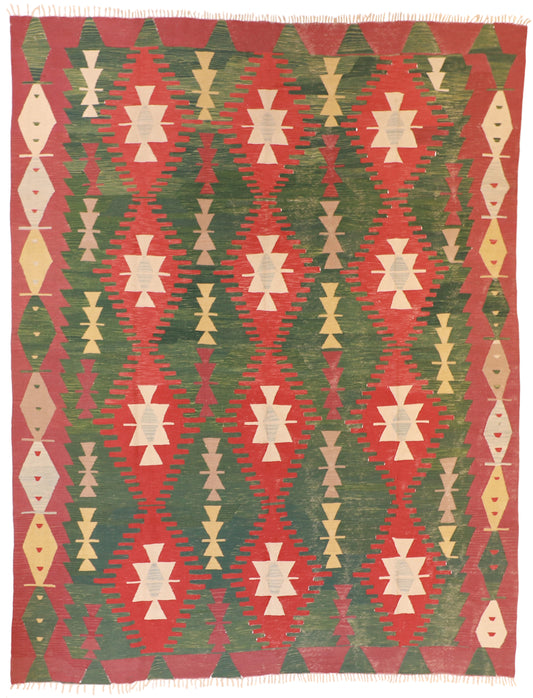 9x12 - Kilim Fine/Wool Geometric Rectangle - Hand Knotted Rug