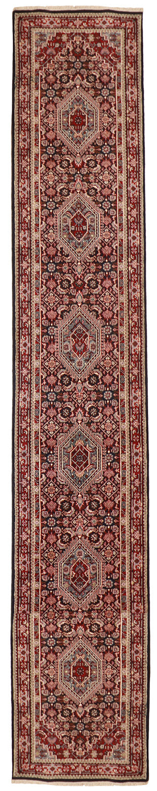 Runner - Bijar Fine Geometric Rectangle - Hand Knotted Rug