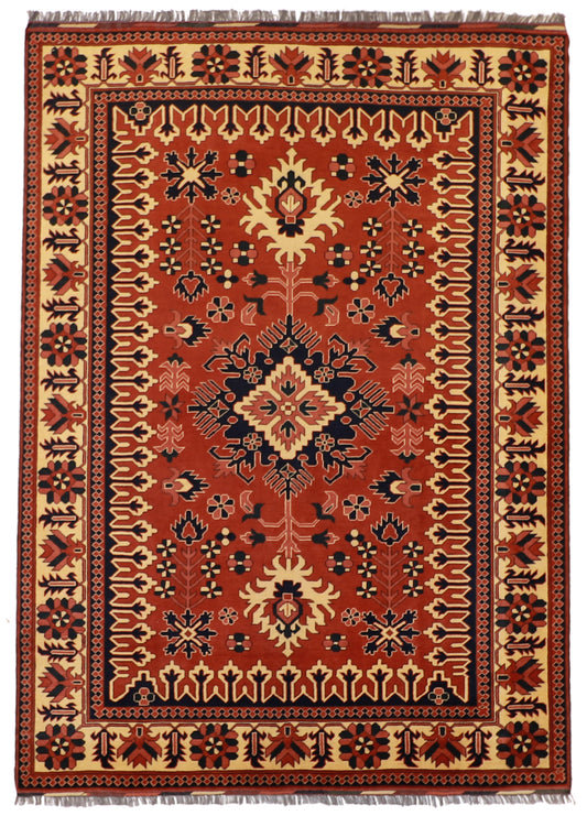 7x10 - Baku Wool Geometric Rectangle - Hand Knotted Rug