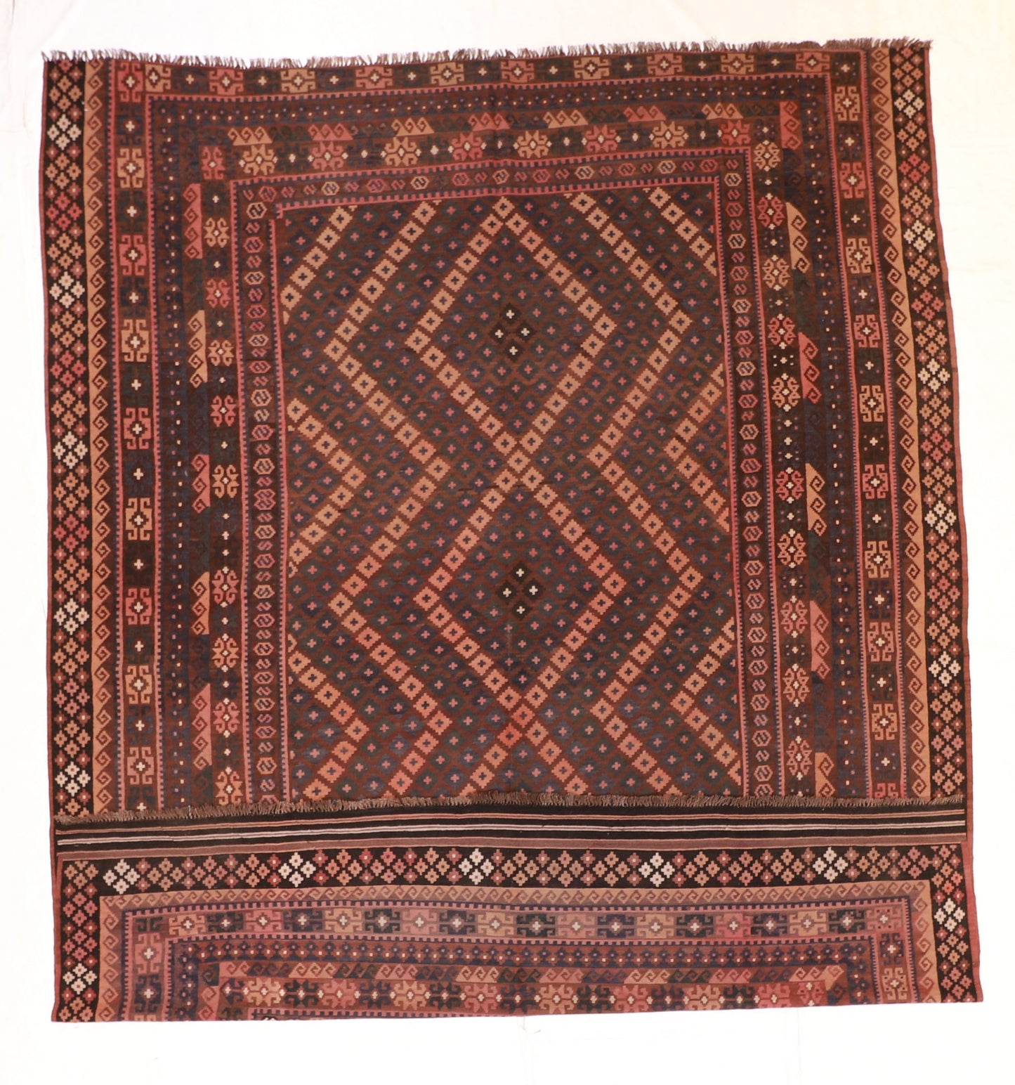 10x13 - Kilim Wool Geometric Rectangle - Hand Knotted Rug