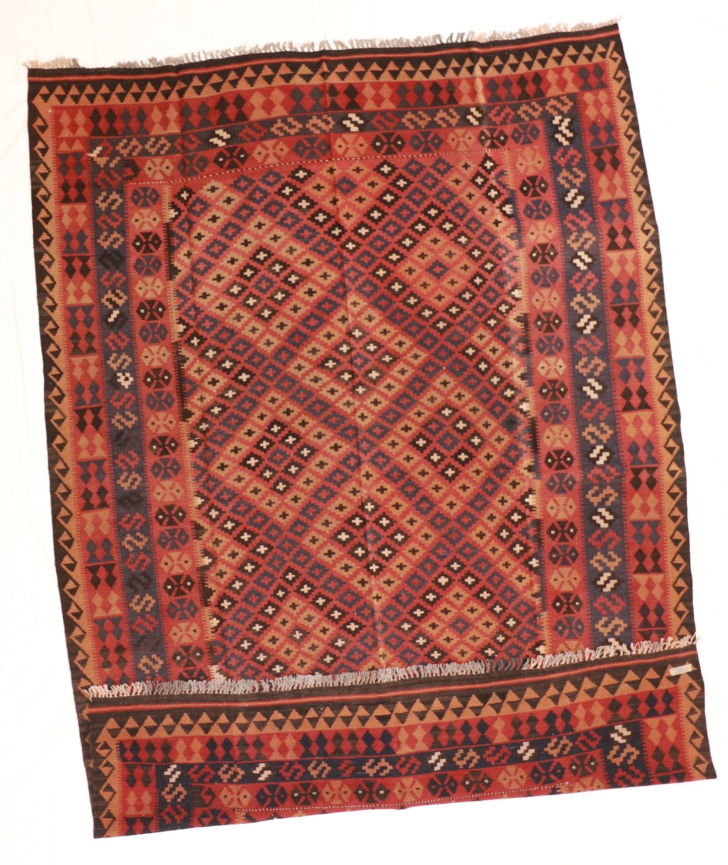 7x10 - Kilim Wool Geometric Rectangle - Hand Knotted Rug