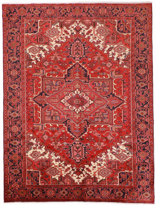 9x12 - Heriz Fine/Wool/S.Antique Geometric Rectangle - Hand Knotted Rug