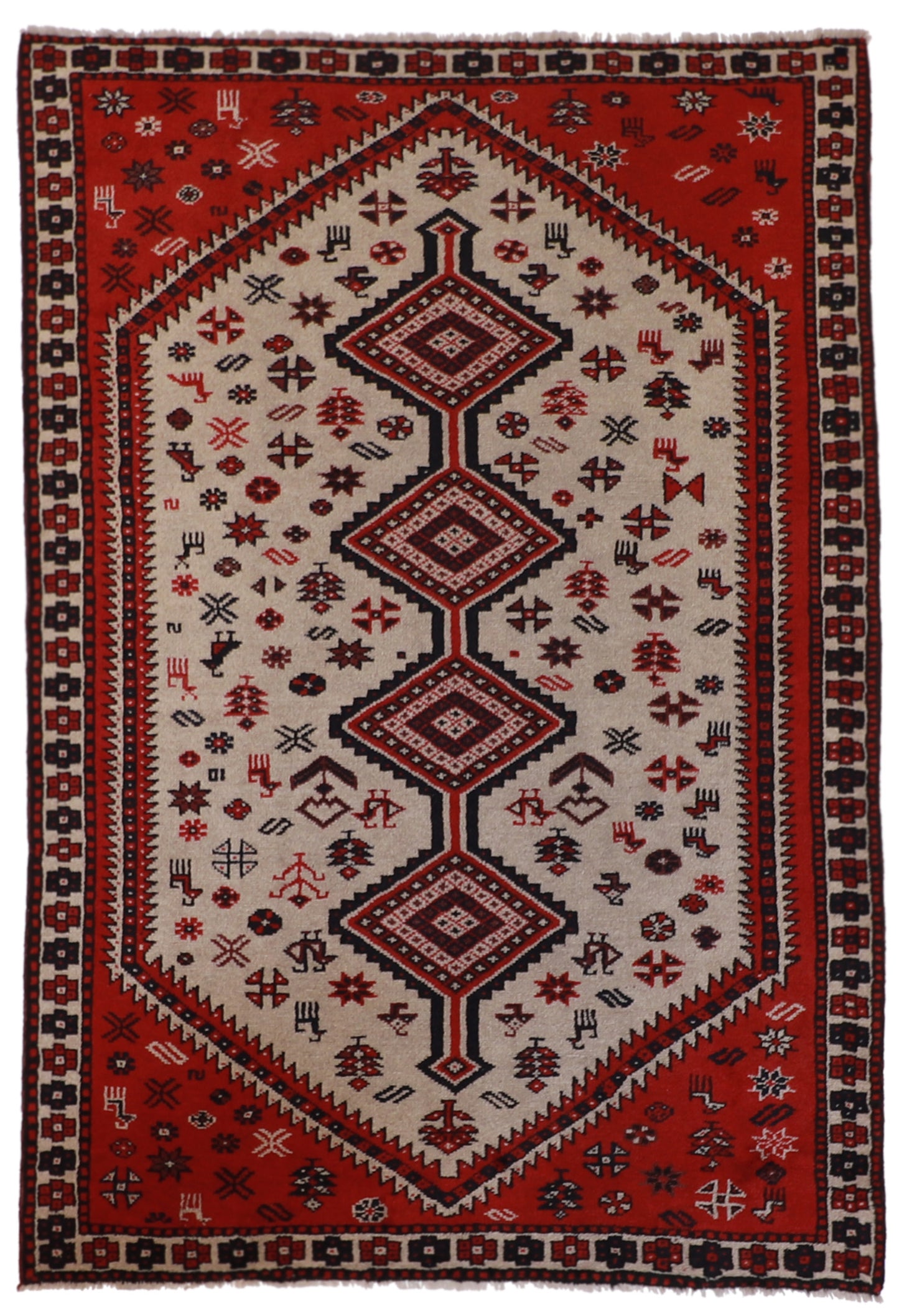 6x9 - Gashgai S.Antique/Wool Geometric Rectangle - Hand Knotted Rug